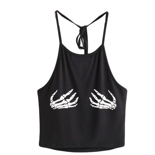 Dame T-shirt med sjovt tryk sort