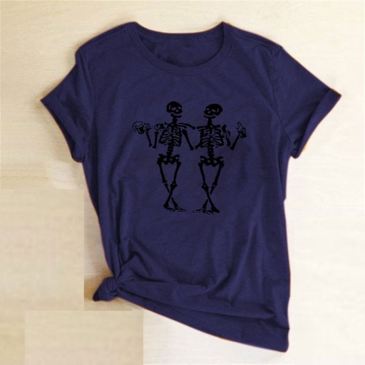 Dame-T-shirt med skeletprint