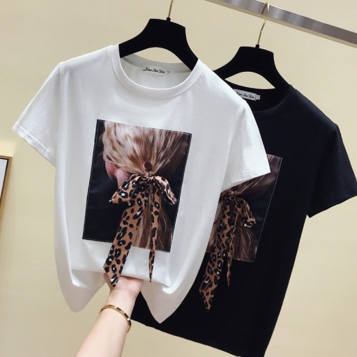 Dame T-shirt med sløjfe