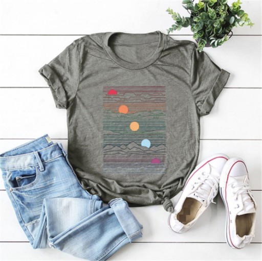 Dame T-shirt med solnedgangsmotiv