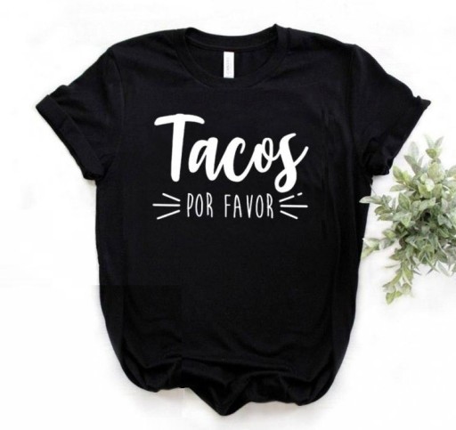 Dame-T-shirt med tacos-print