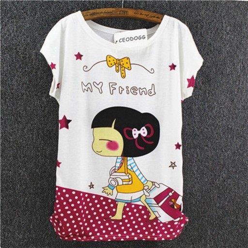 Dame T-shirt med tryk A1230