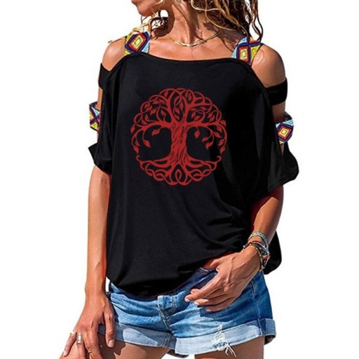 Dame T-shirt med udskæringer A1258