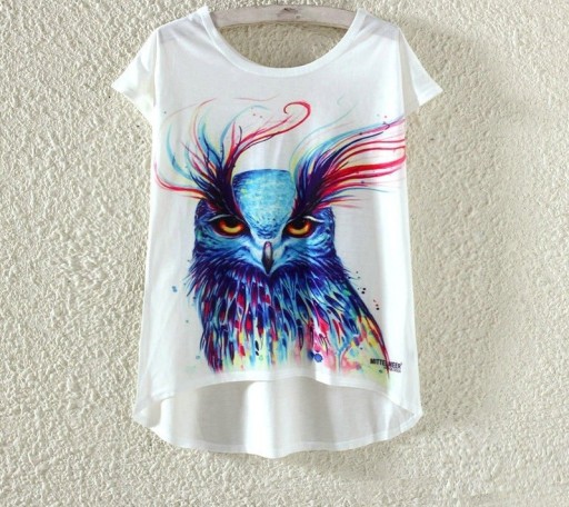 Dame T-shirt med ugleprint