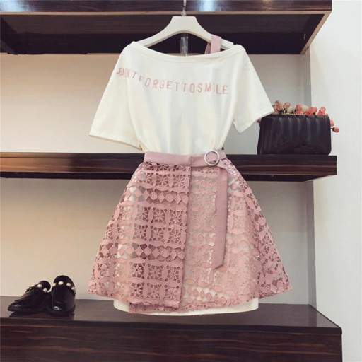 Dame T-shirt og nederdel B1049