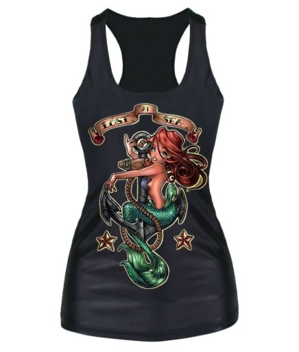 Dame tanktop med havfrueprint