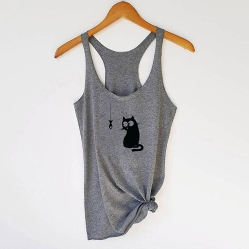 Dame tanktop med kat