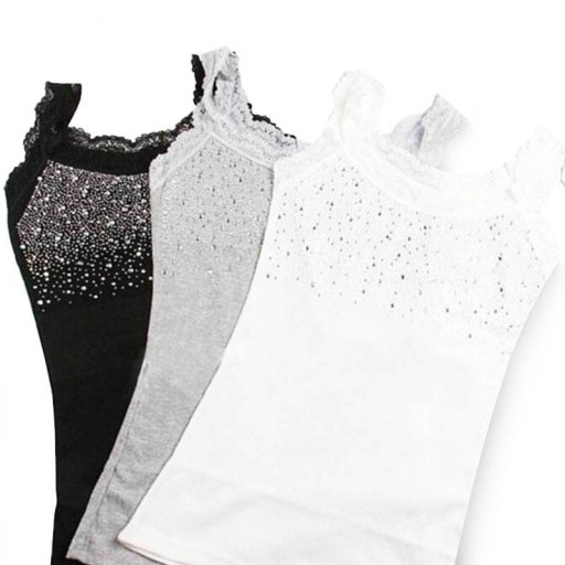 Dame tanktop med rhinsten B146