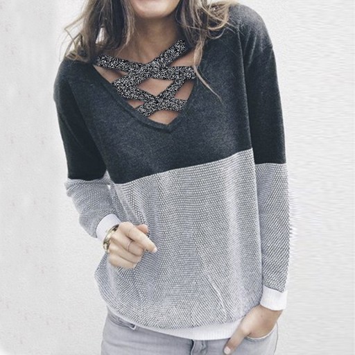 Dame vendbar sweater med snøring J1833
