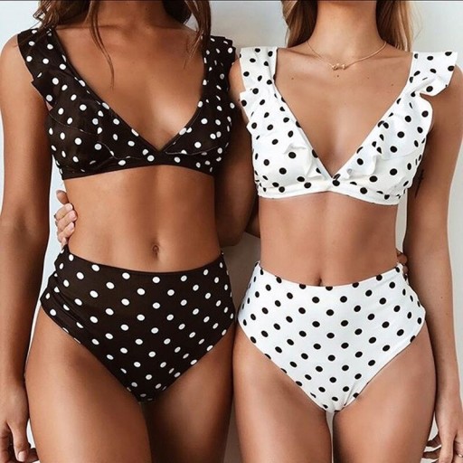 Damebikini med polkaprikker P656