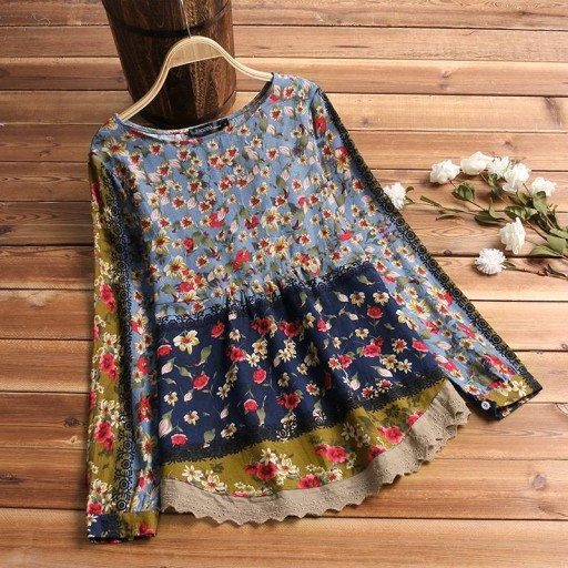 Damebluse med blomsterprint