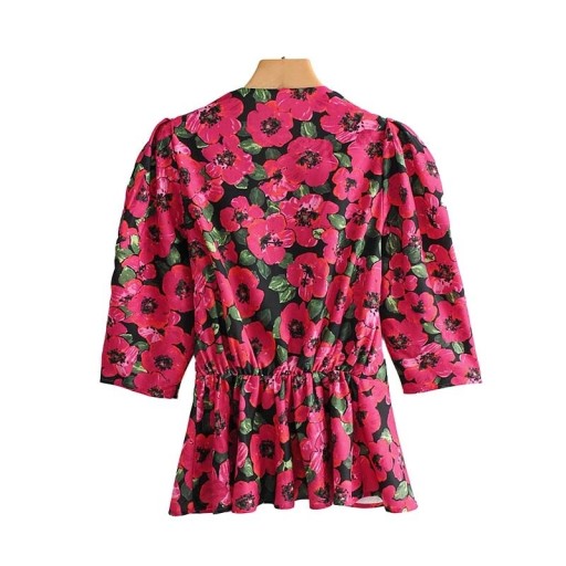 Damebluse med blomsterprint
