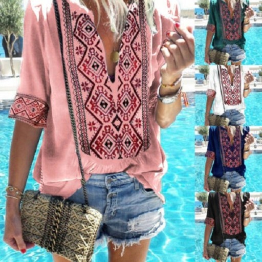 Damebluse med dekorativt print