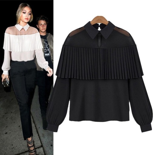 Damebluse med gennemsigtige skuldre