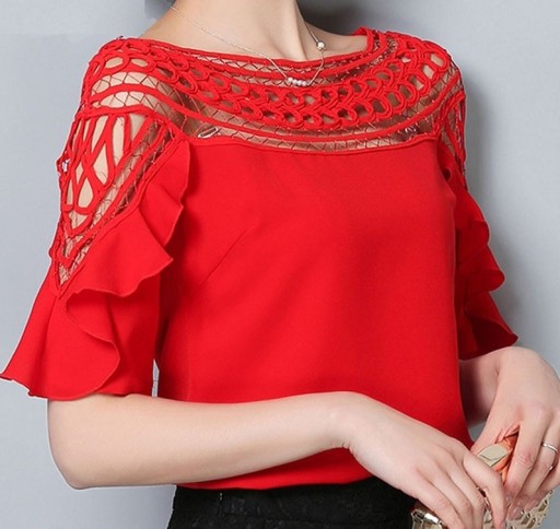 Damebluse med perforeringer