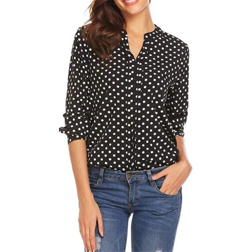 Damebluse med polkaprikker A1
