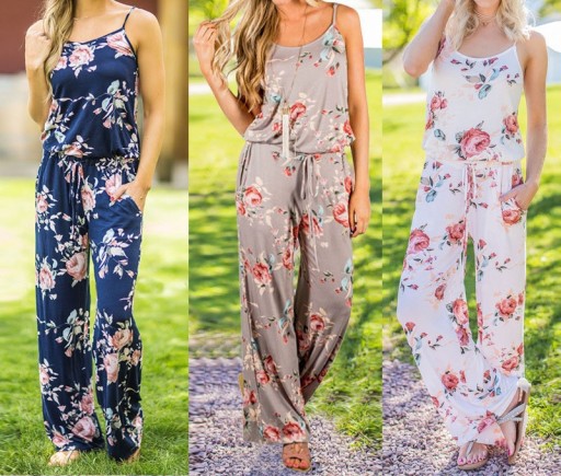 Damejumpsuit med blomstermønster J1834