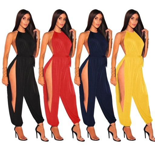 Damejumpsuit med høj slids