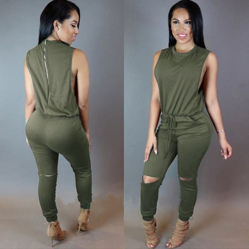 Damejumpsuit med hullede knæ