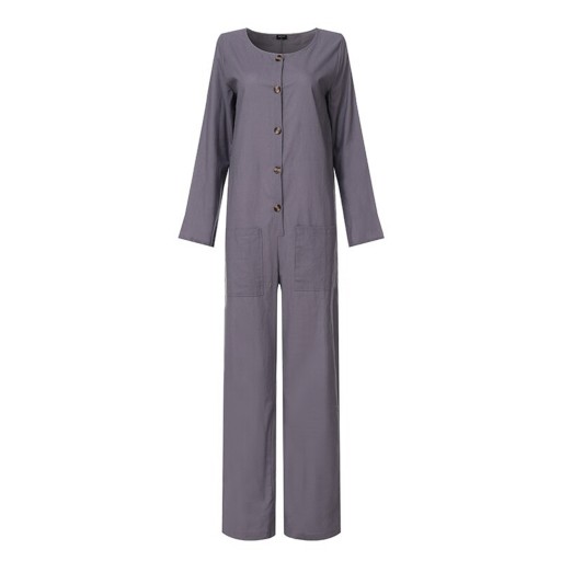 Damejumpsuit med knapper og lommer