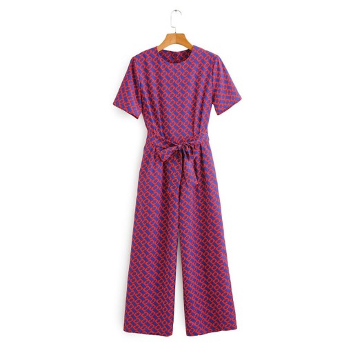 Damejumpsuit med mønster og kant