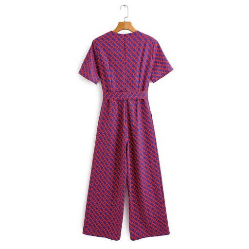 Damejumpsuit med mønster og kant