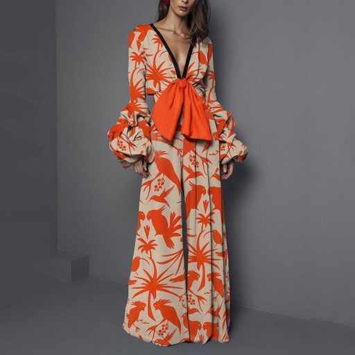 Damejumpsuit med papegøjemotiv