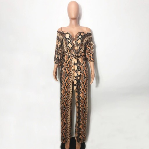 Damejumpsuit med slangemønster B865
