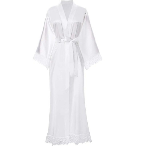 Damekjole med blonder Elegant let kjole med silkeagtig glans Snøring med bånd Luksuriøs komfortabel kjole i blød polyester