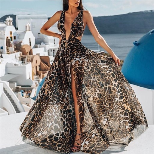 Damekjole med leopardprint P1317