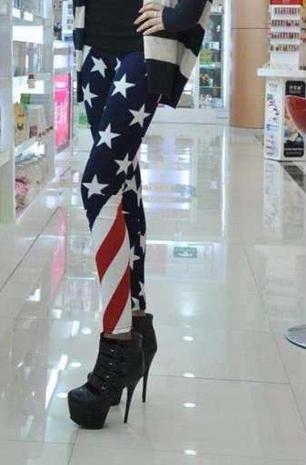Dameleggings med amerikansk flagprint