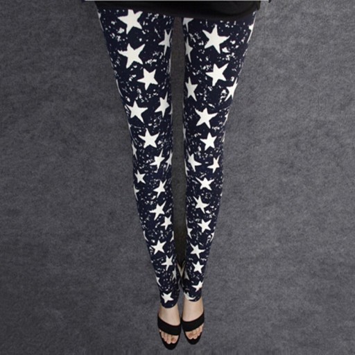 Dameleggings med stjerner - Sort