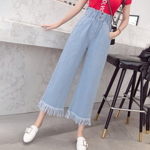 Damen-3/4-Jeans mit Fransen