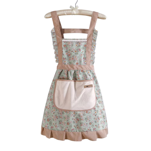 Damen Blumen Küchenschürze 90x70 cm Niedliche verstellbare Schürze mit Tasche zum Kochen Backen Grillen Chefkoch