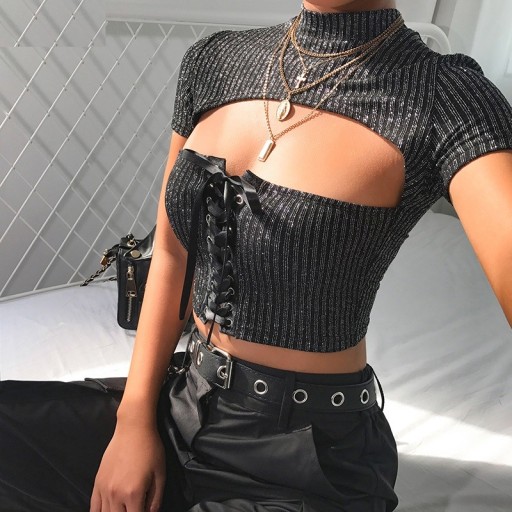 Damen-Crop-Top mit Schnürung