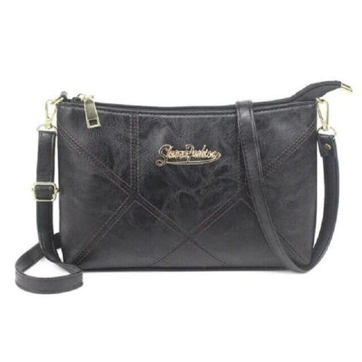 Damen Crossbody-Handtasche mit Reißverschluss und dekorativer Steppung Rückentasche Verstellbarer Riemen mit Karabinern PU-Leder 24 x 16 x