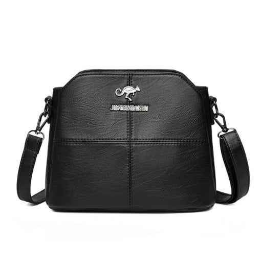 Damen Crossbody Tasche mit leicht gewellter Oberfläche Dekorative Steppnaht Abnehmbarer Riemen PU-Leder und Polyester 23 x 13 x 18 cm