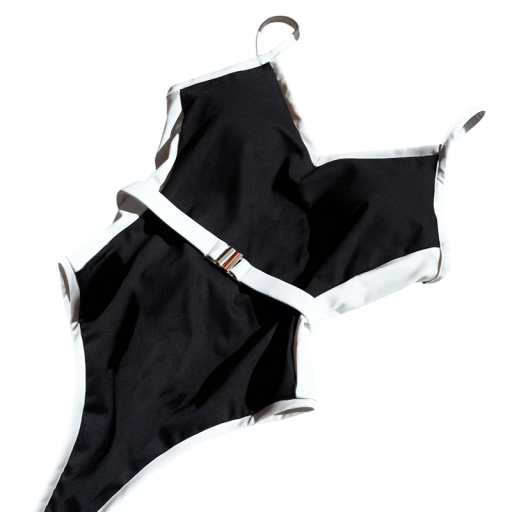 Damen Einteiler Asymmetrische Badeanzüge mit Kontrastbesatz Polyamid Monokini für Strand, Schwimmen und Urlaub