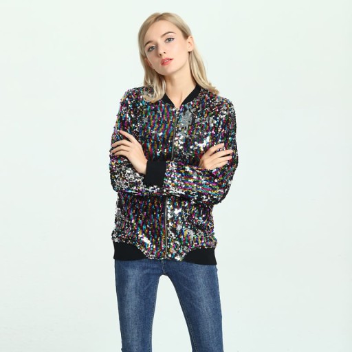 Damen-Frühlingsjacke mit Pailletten