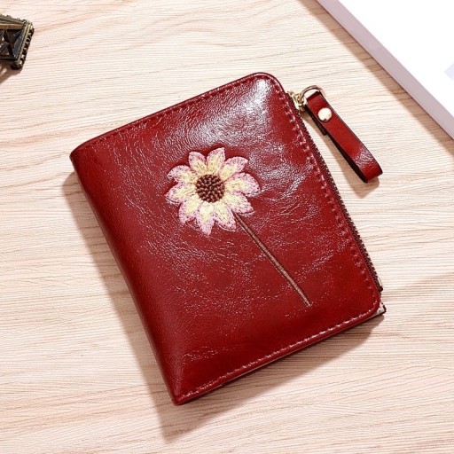 Damen-Geldbörse aus Leder mit Blume M262