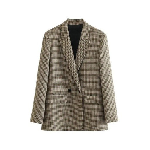 Damen graue elegante Blazer mit Streifen und Kragen Einfarbiger Blazer mit Taschen und Knopfverschluss aus Polyester Stilvolle Jacke für das Büro