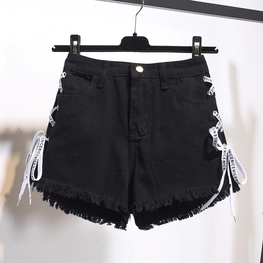 Damen-Jeansshorts mit Schnürsenkeln