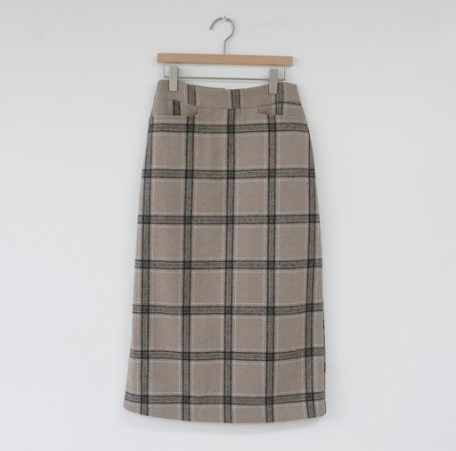 Damen karierter Midi-Rock im Bleistiftstil Länge unter dem Knie Auffällige große Karos Dekorative Klappen an der Taille Polyester mit Baumwolle