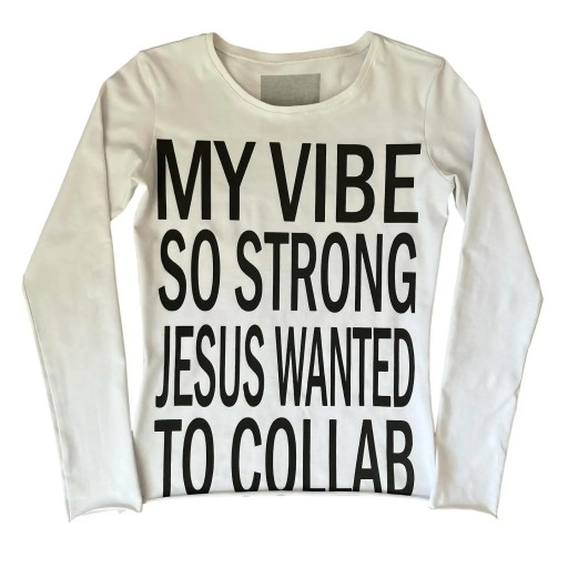Damen Langarm T-Shirt Rundhals Streetwear mit christlichem Motiv Kreuz auf der Rückseite und Aufdruck auf der Vorderseite Original Style