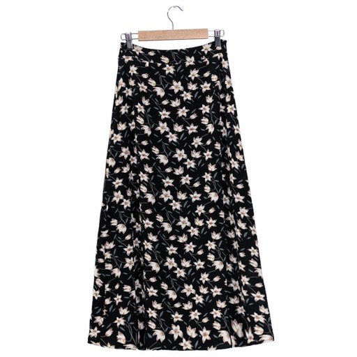 Damen lange A-Linie Rock mit Muster Glatter Bund Mit Futter Locker fließender Schnitt Fein strukturierter Polyesterstoff