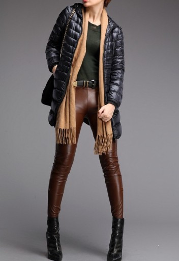 Damen lange Daunenjacke J3270