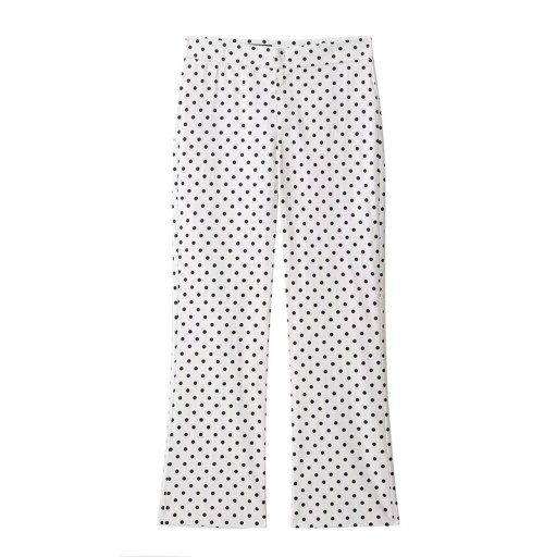 Damen lange Hose mit gepunktetem Muster und Taschen in Weiß für die Freizeit, in der Stadt, zur Arbeit und für den täglichen Gebrauch