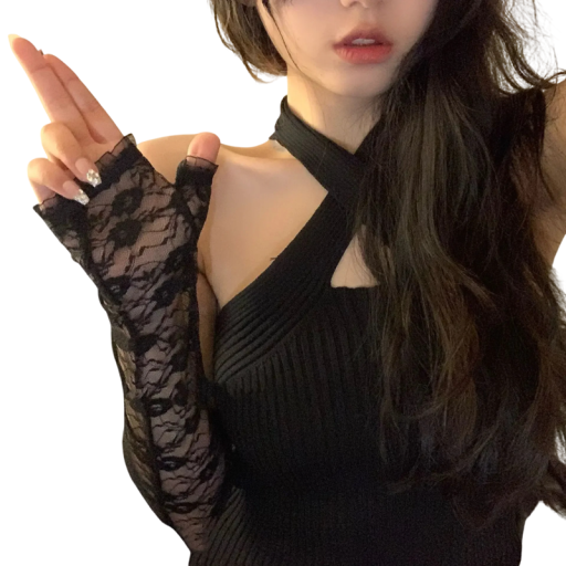 Damen lange Spitzenhandschuhe ohne Finger atmungsaktiv 40 cm Polyester Nylon weiße Handschuhe für elegante Anlässe