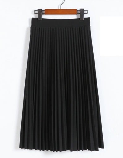 Damen langer plissierter Rock mit breitem elastischen Bund Dichte feine Falten Polyester mit Spandex Eleganter und bequemer Schnitt