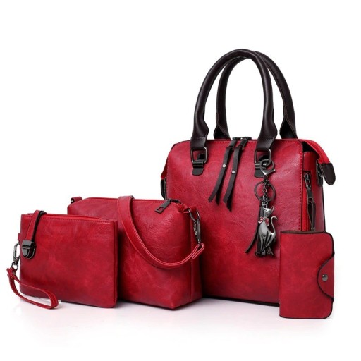 Damen-Lederhandtaschen-Set 4-tlg